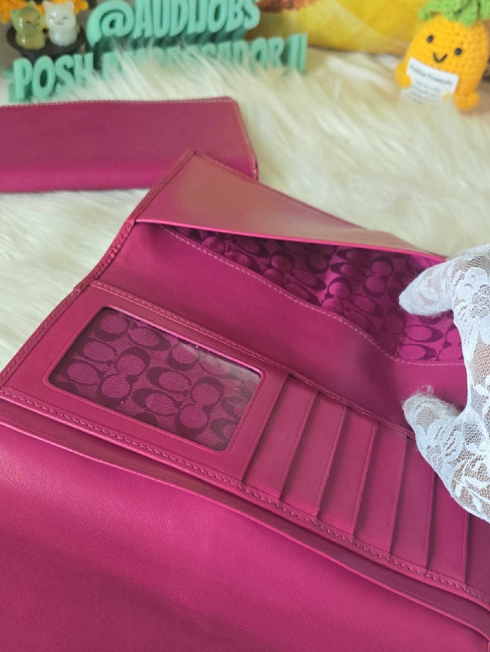 Coach Soho Y2k HOT FUSHIA Pink Women's Trifold Wallet And Rare Checkbook Cover - Picture 14 of 16